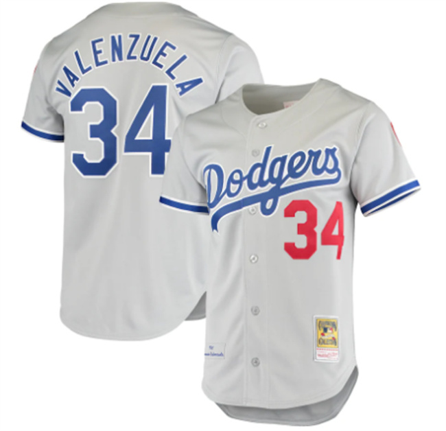Men's Grey Los Angeles Dodgers #34 Toro Valenzuela With Patch Cool Base Stitched Baseball Jersey